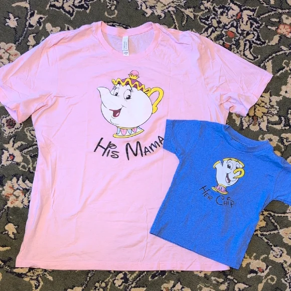 Beauty & The Beast Mother-Son Disney Shirts - XL & 2T - Picture 1 of 11
